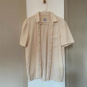 Zara Short Sleeve Fleece Button Down Shirt - Men's Large